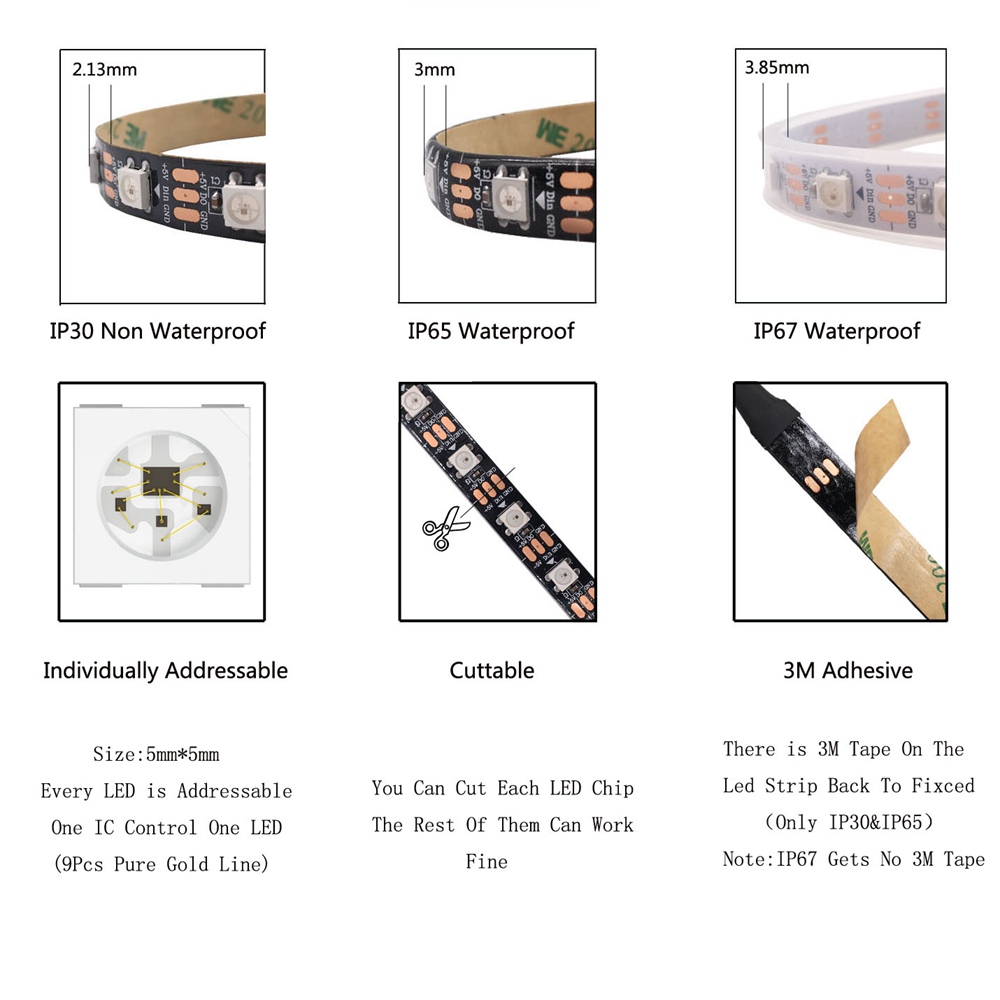 WS2811 WS2812B WS2813 WS2815 5 - огляд і ціна Ws2812B Strip 5V