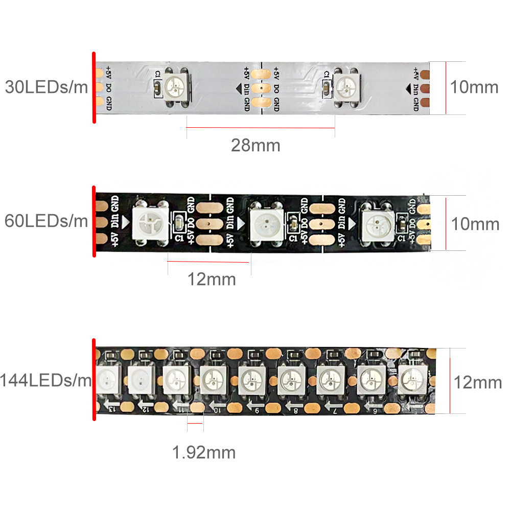 DC5V WS2812B 5m/Roll 30/60/144 - огляд і ціна Ws2812B Strip 5V