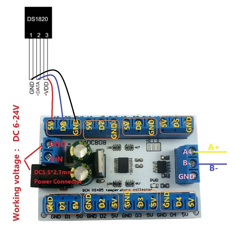 ELETECHSUP 8Ch Ds18b20 Rs485 M - огляд і ціна Ds18B20