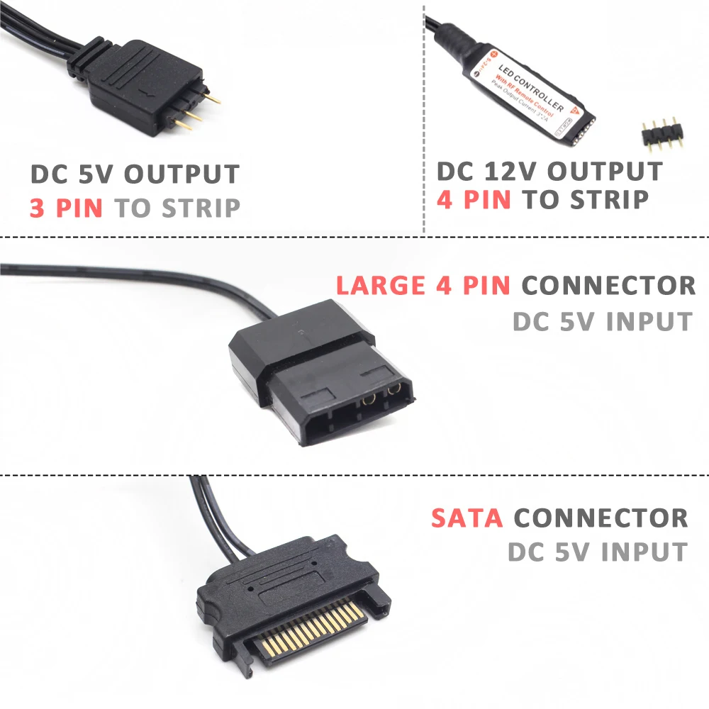 SATA Molex RGB Controller 5V 3 - огляд і ціна Ws2812B Strip 5V