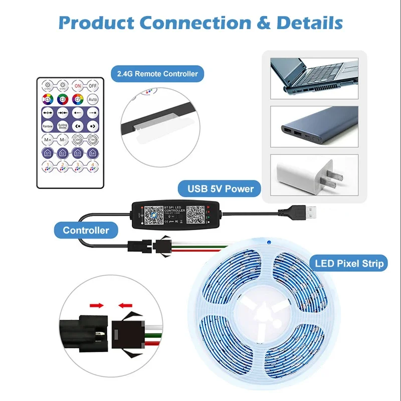 WS2812B Controller Bluetooth M - огляд і ціна Ws2812B Strip 5V