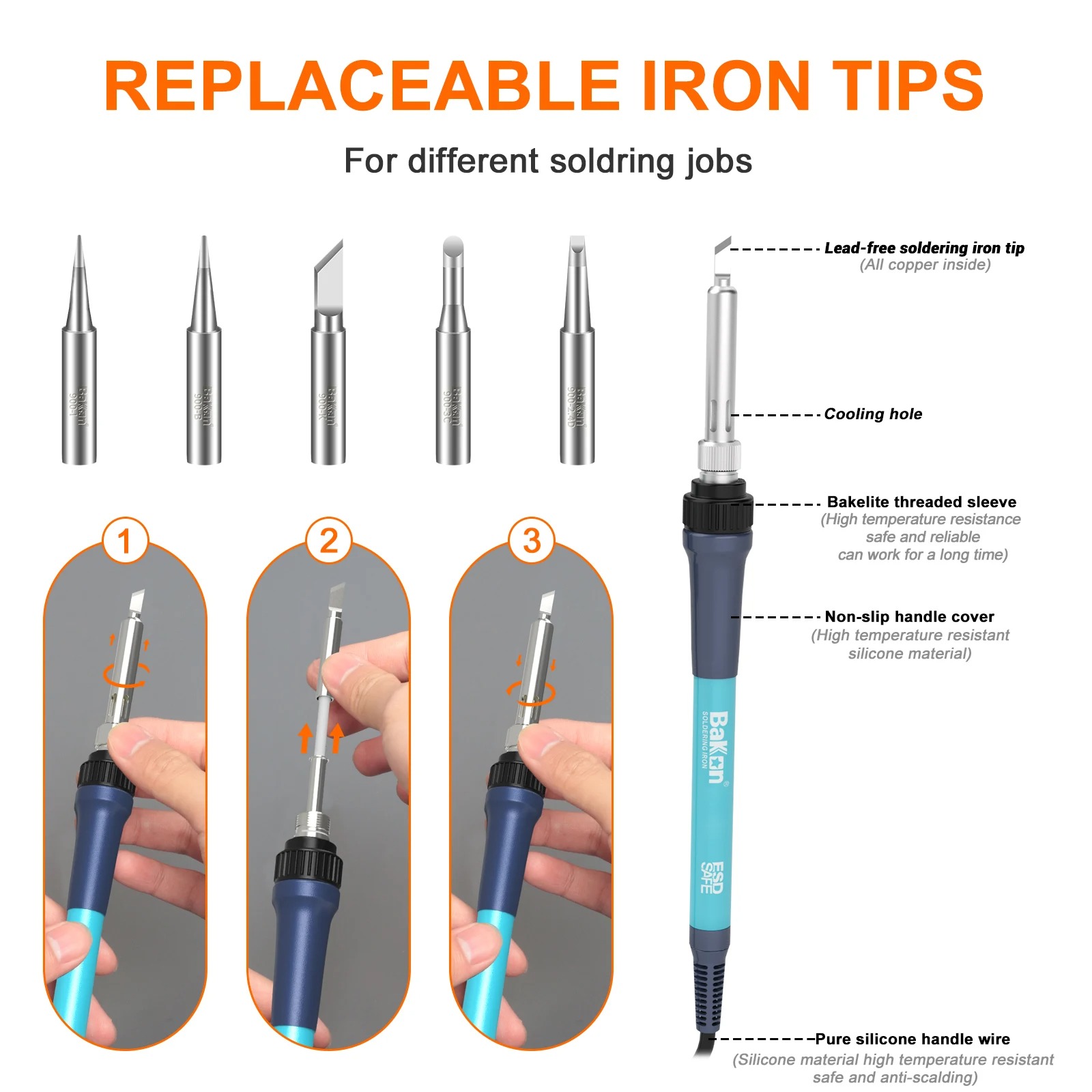 Bakon BK969 90W Soldering Stat - огляд і ціна Soldering Iron Temperature Probe