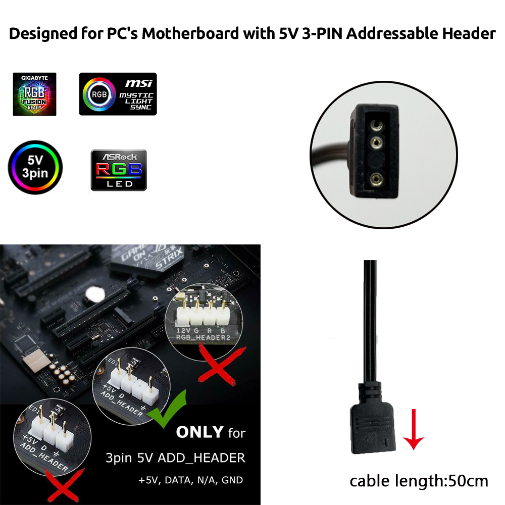 5V ARGB 3Pin Header for Asus A - огляд і ціна Ws2812B