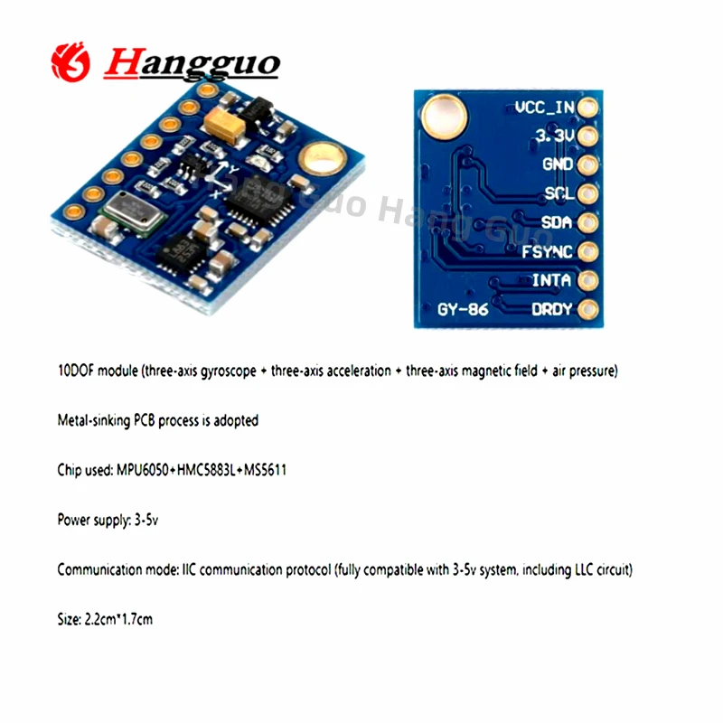 GY-86 10DOF MS5611 HMC5883L MP - огляд і ціна Mpu6050